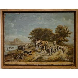 Herd. French School, 19th Century. Oil On Canvas.