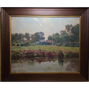 Edouard De Bergevin. Rouen School. Oil On Canvas.