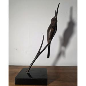 André Vincent Becquerel. Bird On Its Branch. Bronze.