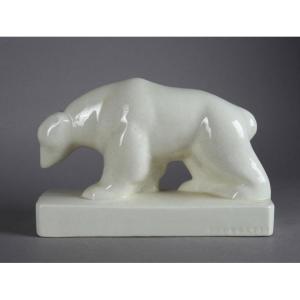 Geo Condé. Bear In Crackled Earthenware. Art Deco.