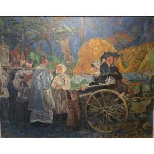 Scene Of Forgiveness. Pont Aven School. Oil On Panel.