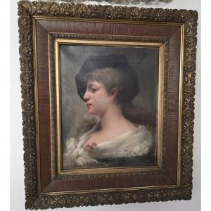 G. Callot. Portrait Of An Elegant Woman In A Hat.