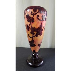 Le Verre Francais. Perlière Model Vase. 36 Cm.