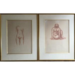 Aristide Maillol. 2 Sanguine-style Lithographs.