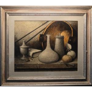 Etrusco. Still Life With Vase. Pastel.