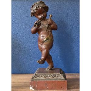 Etienne Henry Dumaige. Angelot Musisien. Bronze.