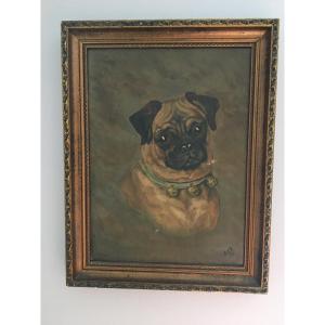 Pug, Oil On Canvas
