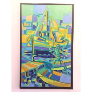 Contemporary Colorist Seaside Painting Signed Serge Antigny 