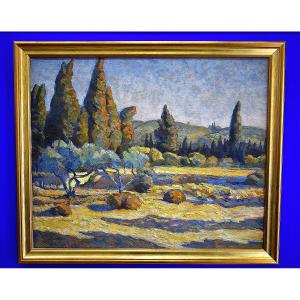 Oil Painting View Of La Cuelo Martigues Provence Signed Ferdinand Olivier (1873-1957)