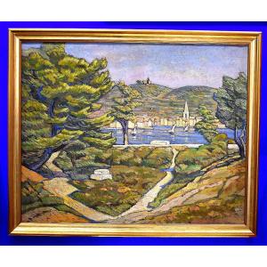 Oil Painting View Of Les Esperelles Provence Signed Ferdinand Olivier (1873-1957)