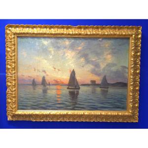 Oil Painting Seaside Sweden Signed Johan Ericson 1909