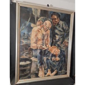 Oil Painting The Three Ages Of Marine Expressionist School Of Paris Circa 1918