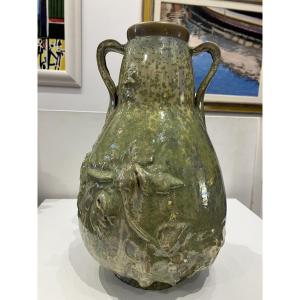 Vase By Charles Catteau, Ceramist For Brothers Boch, Art Deco Period