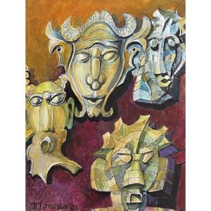 Allonsius Daniel Jacques (1923 - 1995) Study For Tribal Masks 1978