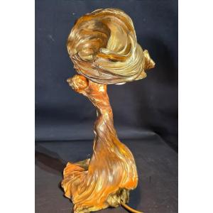 "raoul Larche, Loïe Fuller Lamp, Art Nouveau Bronze" Raoul Larche (1860-1912) 
