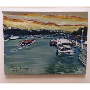 Rémy Peyranne ( 1935 - 2018) Bord De Seine Paris - Oil Painting - Painter From Toulouse