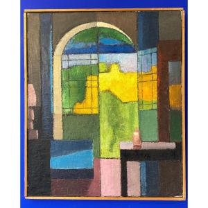 Jean-pierre Floch ( 1937 - 2015 ) Open Window - Oil Painting 1978
