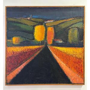 Jean Pierre Floch (1937 - 2015) Landscape Painting - Marignac Lasclares - Oil On Canvas 1978