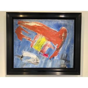 Abstract Oil Painting Signed Gérard Schneider XXth Century