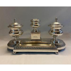 Inkwell In Silver Bronze Louis XVI Period
