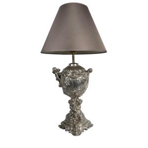 19th Century Silver Metal Lamp 
