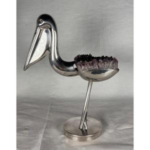Silver-plated Metal Sculpture Signed Gerson 