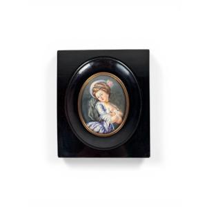 Miniature Painted On Ivory After Jean-frédéric Schall, Late 19th Century