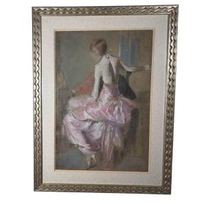Pastel And Gouache Young Woman Signed Jacques Fernand Gonin ( 1883-1935 )
