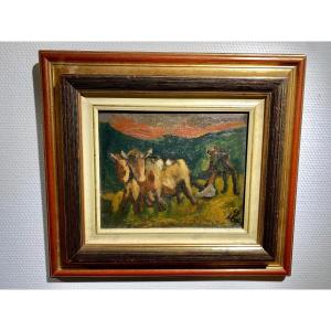 Raymond Espinasse Oil On Wood “labour” 1947
