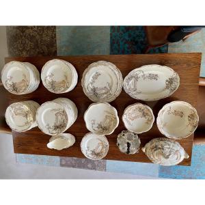 Part Of A Faience Service Set, Salins Manufacture, Late 19th Century  