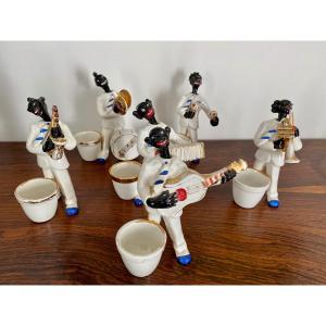 Jazz Band Orchestra In Polychrome Ceramic 1920/1930