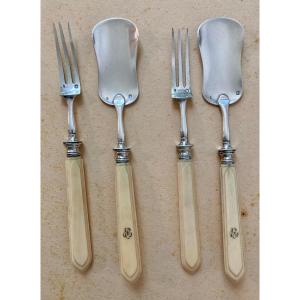 Two Silver Dessert Spoons And Two Forks 