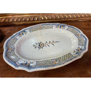 Oblong Dish - 18th Century Earthenware - Rouen 