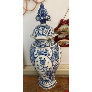 18th Century Delft Earthenware Covered Pot 