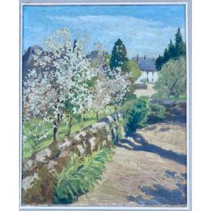 Painting - The Garden In Spring: Fruit Trees In Blossom - Edmond Tapissier 