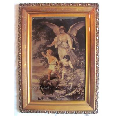 Bernhard Plockhorst - The Guardian Angel - Fixed Under Glass