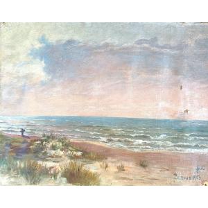 French School, Navy: Seaside At Palavas, 1903, Oil On Canvas, South, Mediterranean