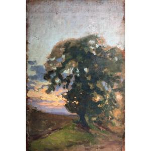 Jules Octave Triquet (paris 1867-1914), Sunset, Landscape, Oil