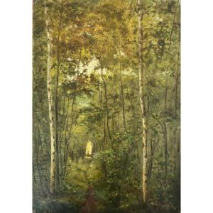 Arthur Perdreau (19th-20th Century), Forest, Barbizon School, Oil On Canvas