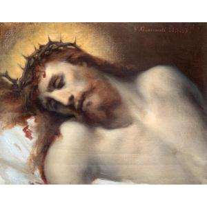 Félix Giacomotti (1828-1909), Christ With The Crown, Oil On Canvas, 1893