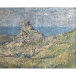 20th Century French School, Seaside: Rock At Erquy In Brittany, Oil On Canvas
