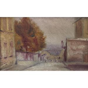Roland Ducarré (1890-1914), View Of The Rue Du Chevalier De La Barre In Montmartre In Paris, Oil 