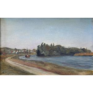 Roland Ducarré (1890-1914), Landscape: The Banks Of The Oise At Persan-beaumont, Oil 