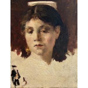 19th Century School, In The Style Of Joao Marques De Oliveira, Portrait Of An Arlesian Or Roman Woman, Oil 