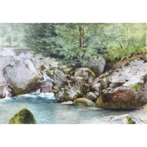 A. Sisley-hénon (19th Century), Set Of 10 Mountain Drawings, Watercolors