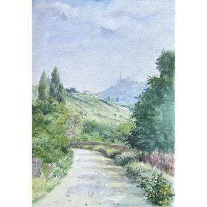 A. Sisley-hénon (19th Century), Set Of Five Drawings: Various Landscapes, Watercolors