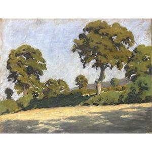 Meulien-verez? French School, Early 20th Century, Landscape With Trees, Pastel Drawing