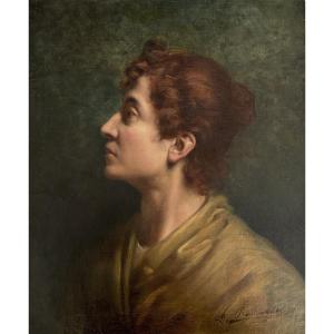 Alexandre François Bonnardel (1864-1942), Lyon School, Portrait Of A Woman In Profile, Oil