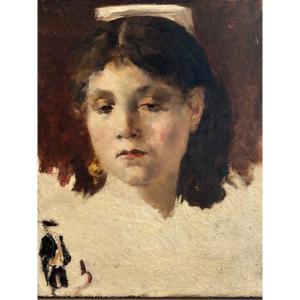 19th Century School, In The Style Of Joao Marques De Oliveira, Portrait d'Arlésienne Ou Romaine, Oil Painting