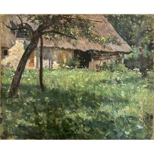 Albert Auguste Fourié (1854-1937), Paysage à La Chaumière à Yport En Normandie, 1892, Oil